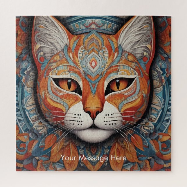 Puzzle Mystic Boho Feline Chat Mandala (Vertical)