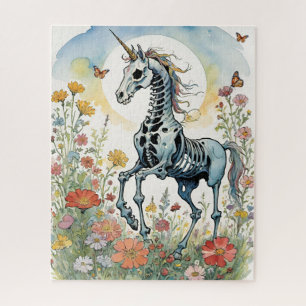 Puzzle Mystique lever de soleil Unicorne Squelette floral