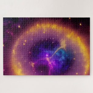 Puzzle Mystique violet entouré d'un cercle d'or