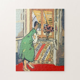 Puzzle Nancy à la fenêtre avec des fleurs