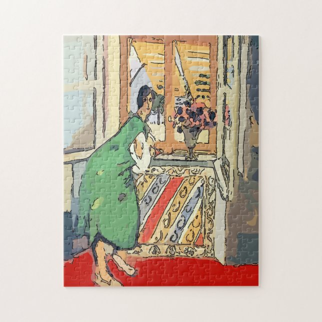 Puzzle Nancy à la fenêtre avec des fleurs (Vertical)