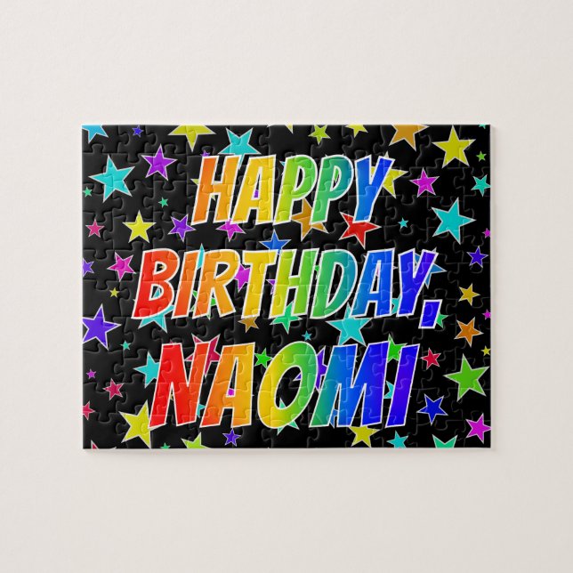 Puzzle "NAOMI" Prénom, Amusant "HEUREUX ANNIVERSAIRE" (Horizontal)