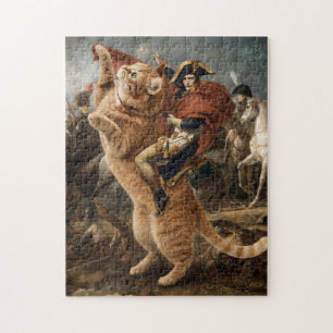Puzzle Napoléon chevauchant un chat de bataille géant    