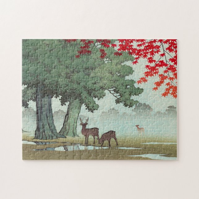 Puzzle Nara Park Hasui Kawase shin hanga paysage art cerf (Horizontal)