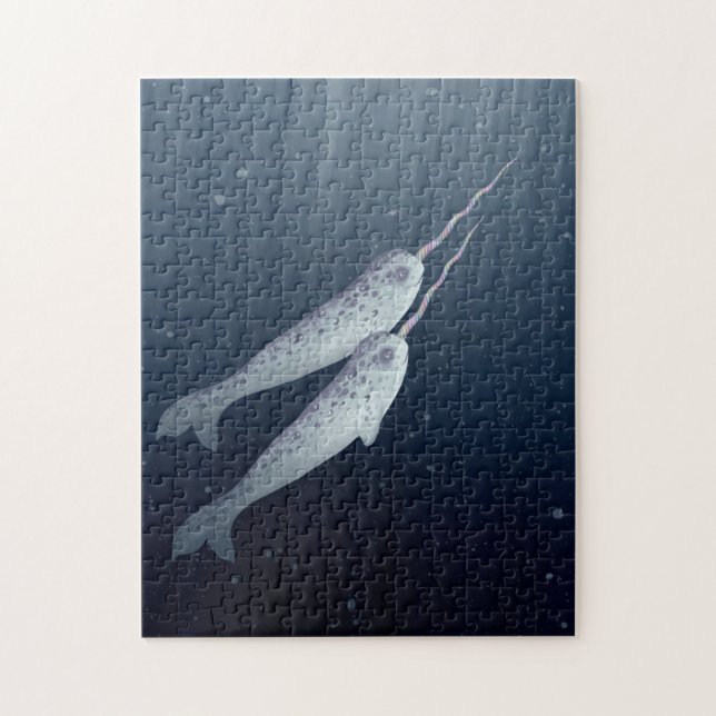Puzzle Narwhals mignon nageant ensemble sous l'eau (Vertical)