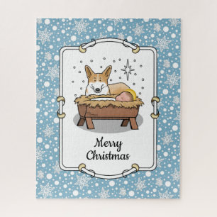 Puzzle Nativité de Noël Pembroke Welsh Corgi (rouge1) Amu