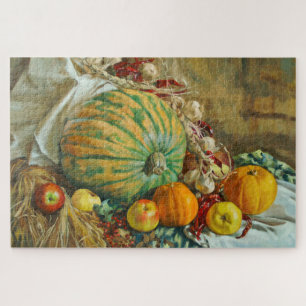 Puzzle Nature morte de la récolte rustique avec citrouill