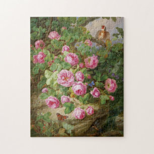 Puzzle Nature morte Roses roses papillons oiseau Victorie