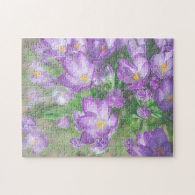 Puzzle Nature Pale Purple Pastel Crocus Fleurs Florales (Horizontal)