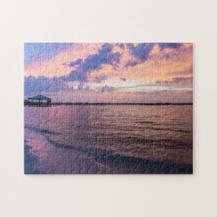 Puzzle Navarre Beach Magie Heure Coucher de soleil violet