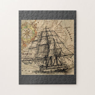 Puzzle Navire Ancien et Carte