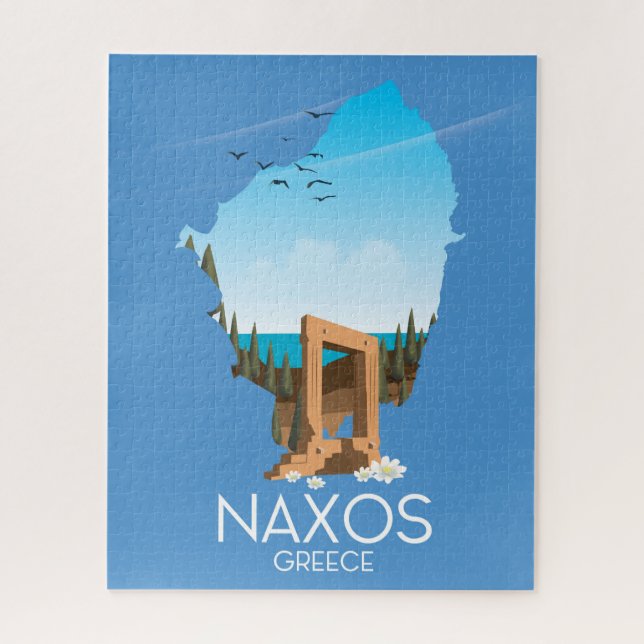 Puzzle Naxos Carte poster de voyage grec. (Vertical)