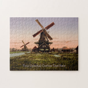 Puzzle néerlandais vintage de coutume de moulins à
