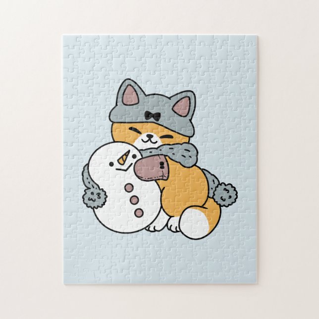 Puzzle Neige beaucoup amusant Chat hiver vacances Design (Vertical)