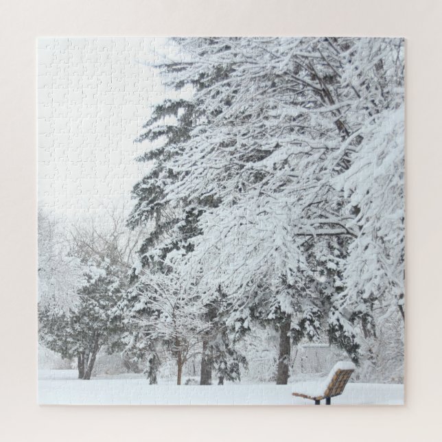 Puzzle Neige Blanche Couvert De Fir Arbres (Vertical)