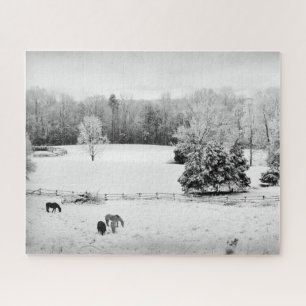 Puzzle Neige fraîche tombée au ranch du cheval - 16x20 po