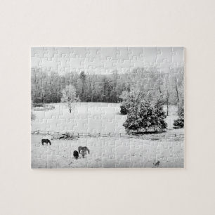 Puzzle Neige fraîche tombée au ranch du cheval - 8x10 pou