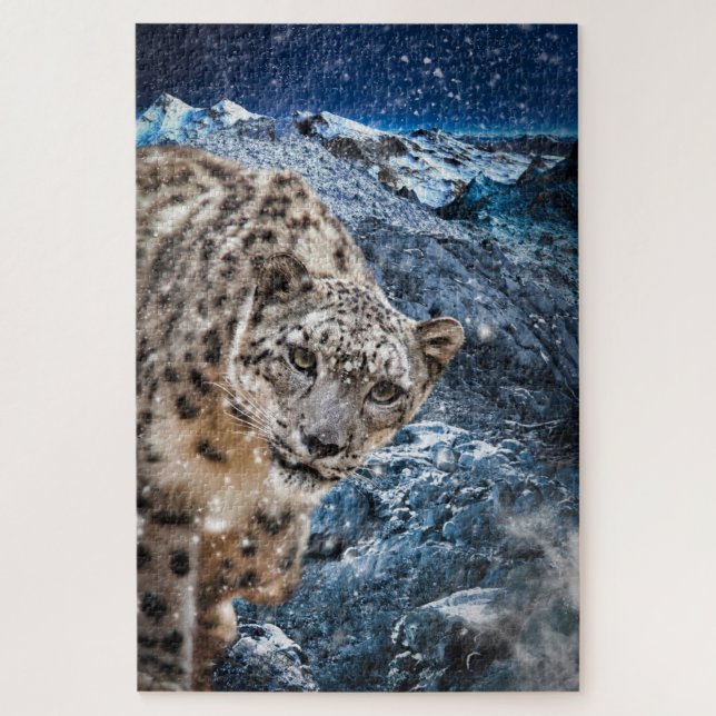 PUZZLE NEIGE LEOPARD NUAGE MARCHER (Vertical)