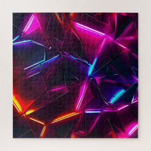 Puzzle Néon Géométrique Abstrait Futuriste Cyberpunk