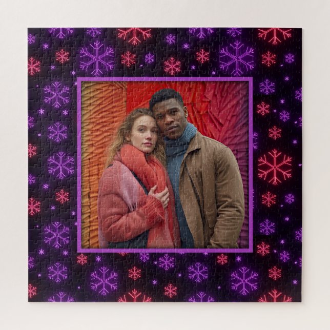 Puzzle Neon Snowflakes (Vertical)