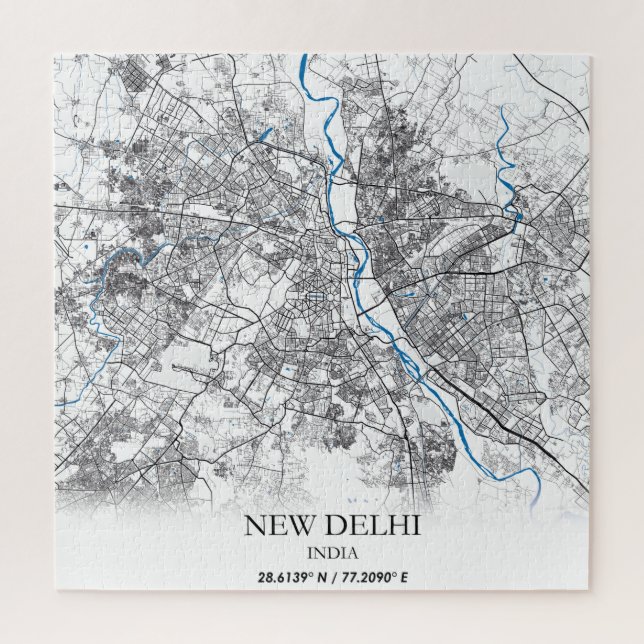 Puzzle New Delhi Inde City Plan Voyage simple (Vertical)