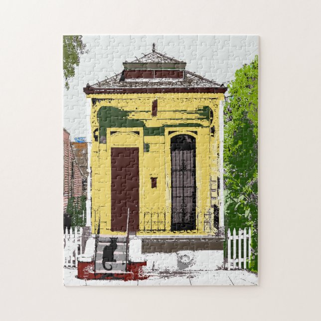 Puzzle New Orleans Shot Gun House, avec chat (Vertical)