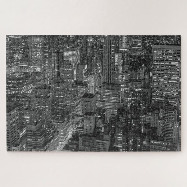 Puzzle New York City Manhattan gratte-ciel noir blanc (Horizontal)