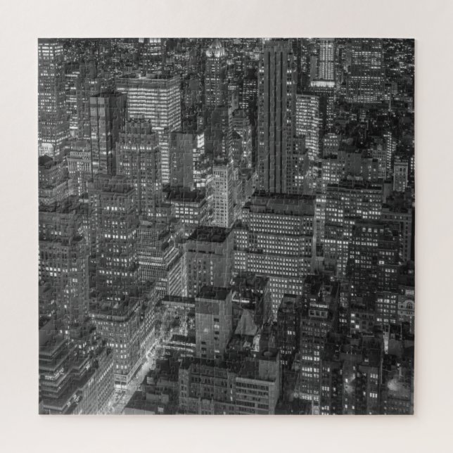 Puzzle New York City Manhattan gratte-ciel noir blanc (Vertical)