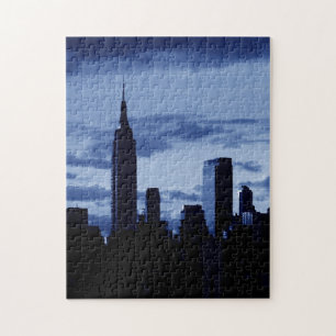 Puzzle New York City Manhattan Skyscrappers Bleu nuit