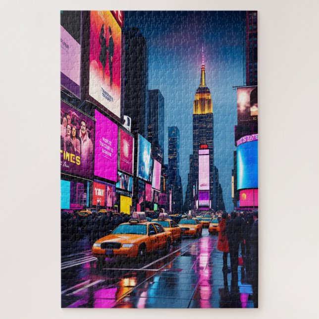 Puzzle New York City Neon Cityscape Times Carré (Vertical)