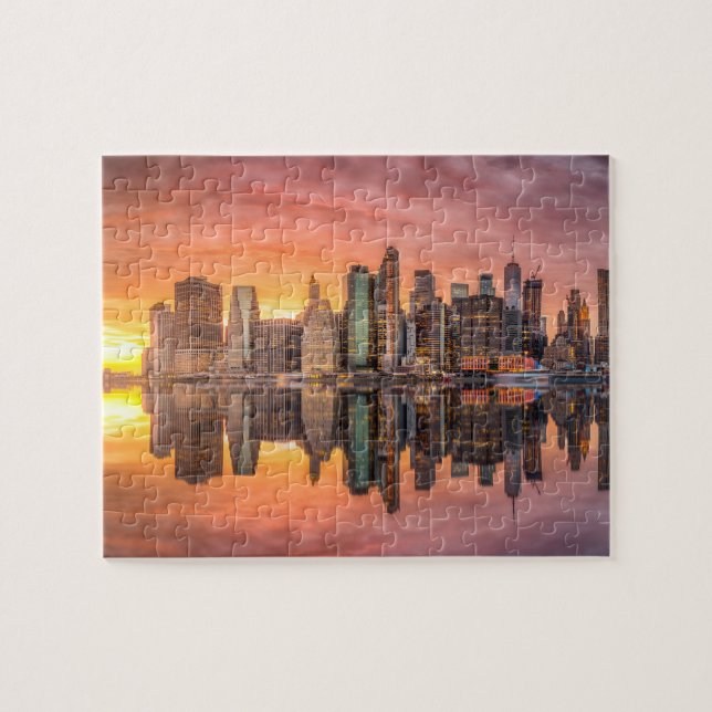 Puzzle New York City Skyscrapts Skyline Sunset Travel (Horizontal)
