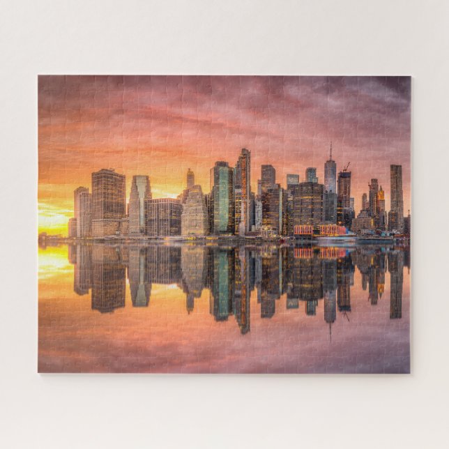 Puzzle New York City Skyscrapts Skyline Sunset Travel (Horizontal)