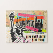 New York Cityscape Travel Magazine Pop Art Collage