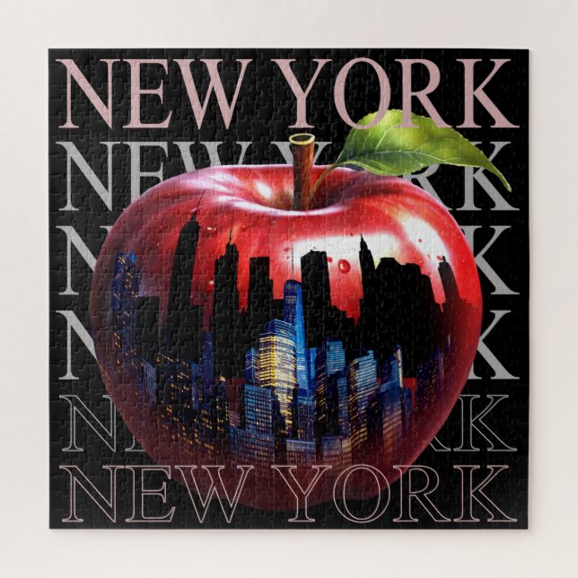 Puzzle New York La Grosse Pomme Fruit Silhouette City (Vertical)