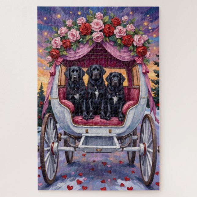 Puzzle Newfoundland Dog Valentine's Day  (Vertical)