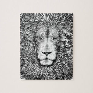 Puzzle Nid de lion noir et blanc