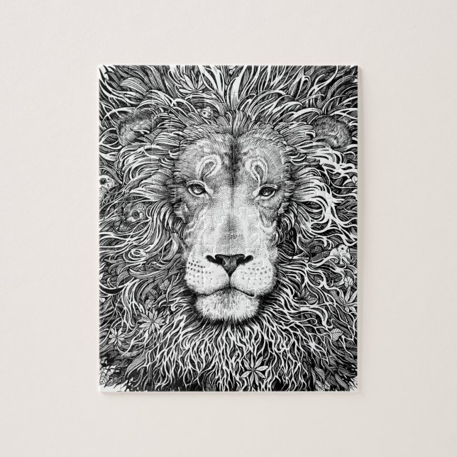 Puzzle Nid de lion noir et blanc (Vertical)