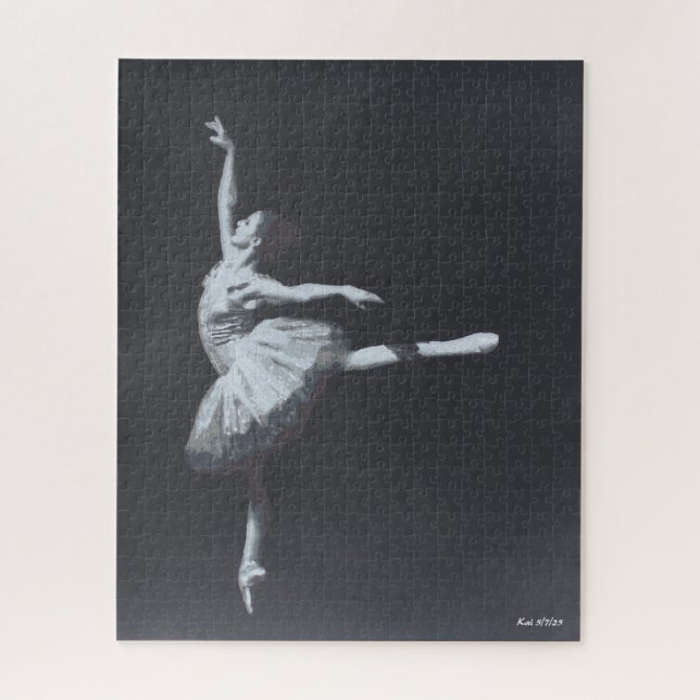 Puzzle No Drama, Only Freedom, Black & White Ballerina (Vertical)
