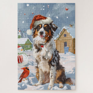 Puzzle Noël Australian Shepherd Merveilleux Hiver