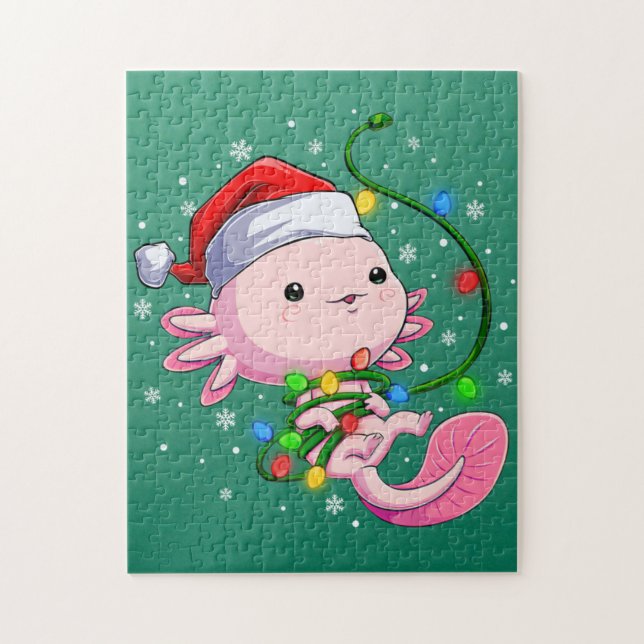 Puzzle Noël Axolotl Santa Chapeau éclaire Japonais mignon (Vertical)