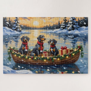 Puzzle Noël Bateau de vacances Bluetick Coonhound