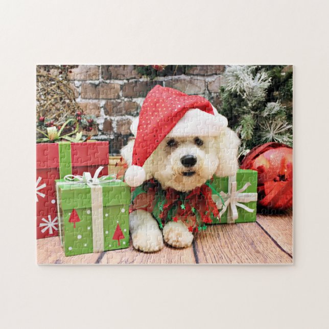 Puzzle Noël - Bichon Frise - marguerite (Horizontal)