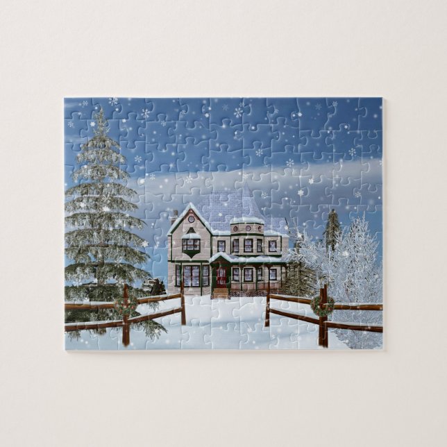 Puzzle Noël, Chambre dans la scène d'hiver de Milou (Horizontal)