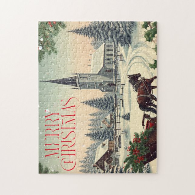Puzzle Noël classique/Vintage/Hiver (Vertical)