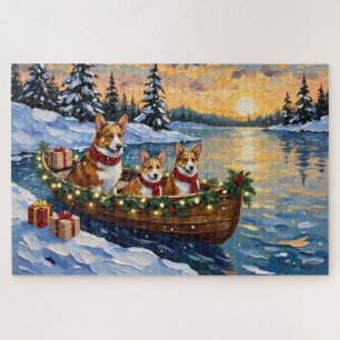 Puzzle Noël Corgi Bateau Fêtes