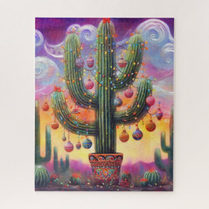 Puzzle Noël dans le désert Sud-Ouest Saguaro Cactus