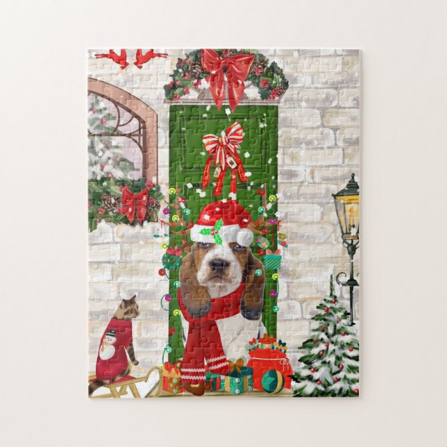 Puzzle Noël de Basset Hound (Vertical)