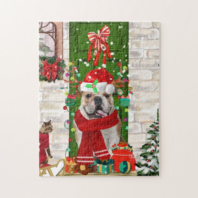 Puzzle Noël de Bulldog anglais (Vertical)