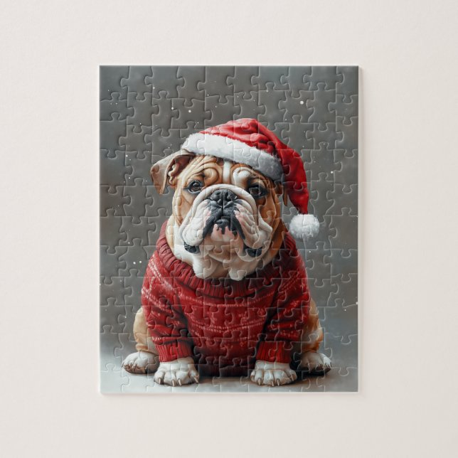 Puzzle Noël de Bulldog anglais (Vertical)
