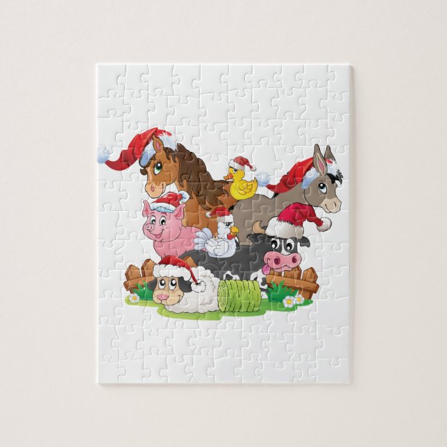 Puzzle Noël des animaux de ferme (Vertical)